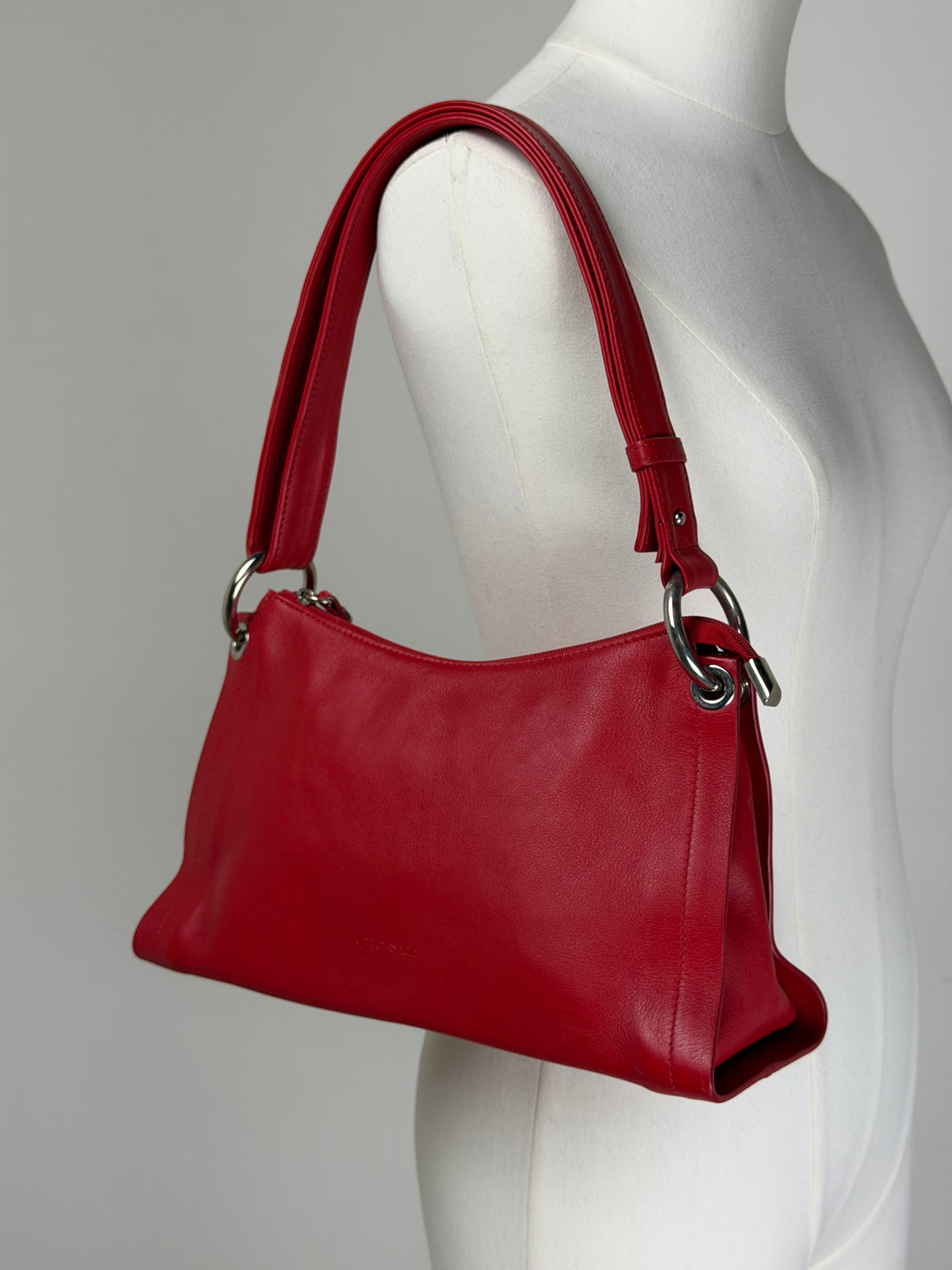 Borsa a spalla o a tracolla in vera pelle rossa
