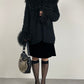 GENNY cardigan in misto mohair e seta con pelliccia Mongolia
