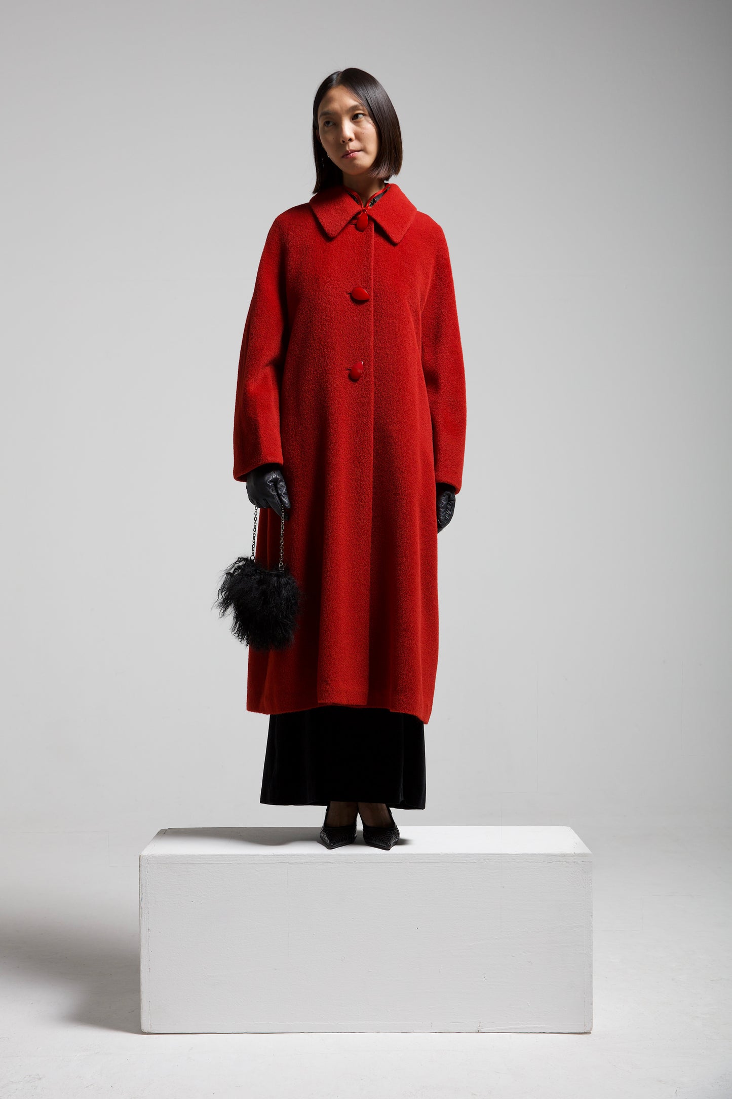 Cappotto rosso in 100% alpaca