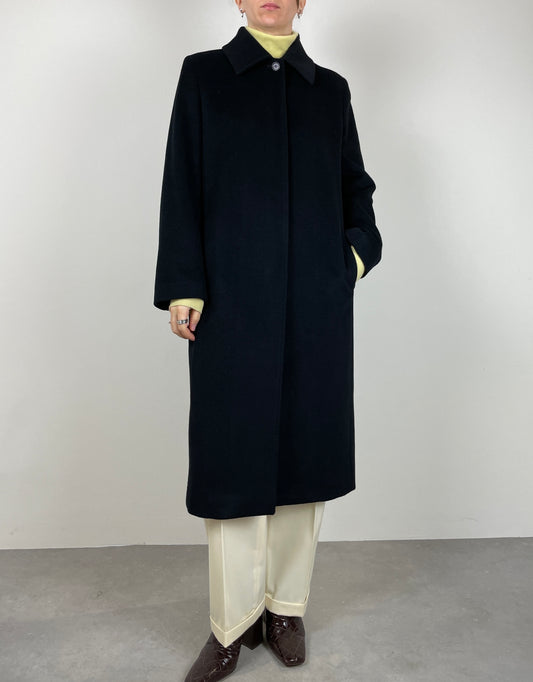 Wool cashmere and angora black coat