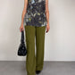 Pantalone vintage in seta verde oliva