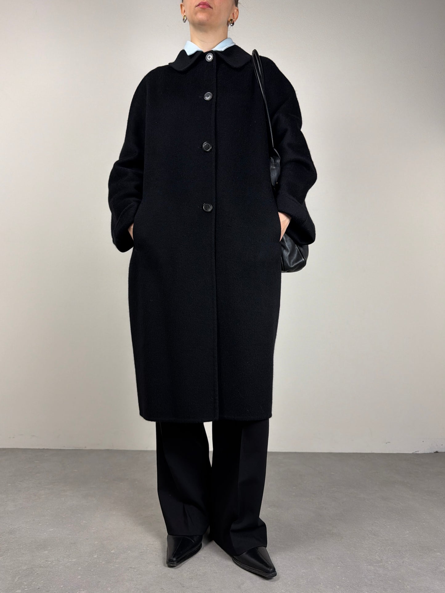 JIL Sander cappotto in drap di angora nero