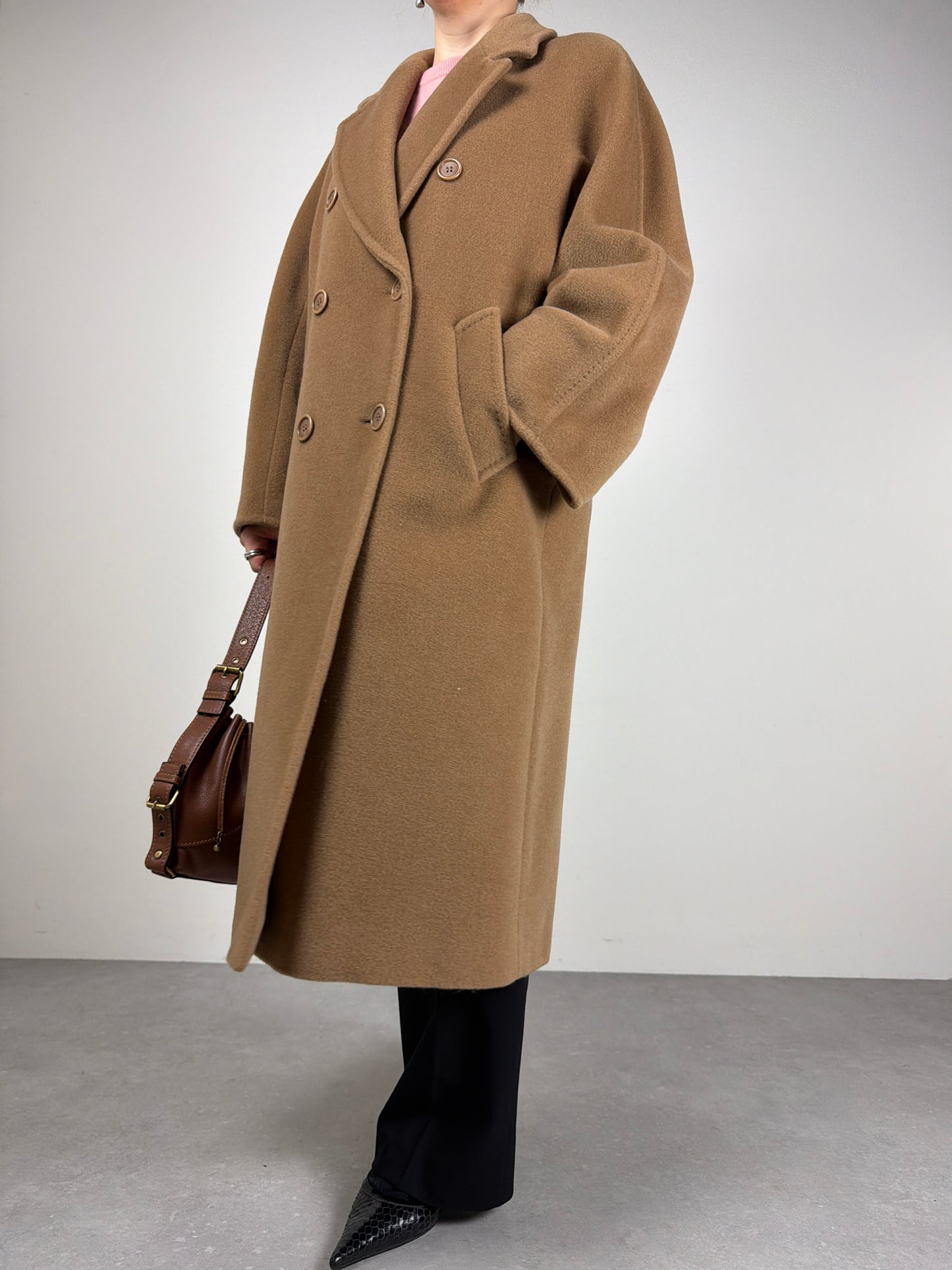 Cappotto in pura lana color cammello