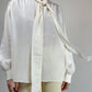 Camicia vintage in seta con collo lavallière