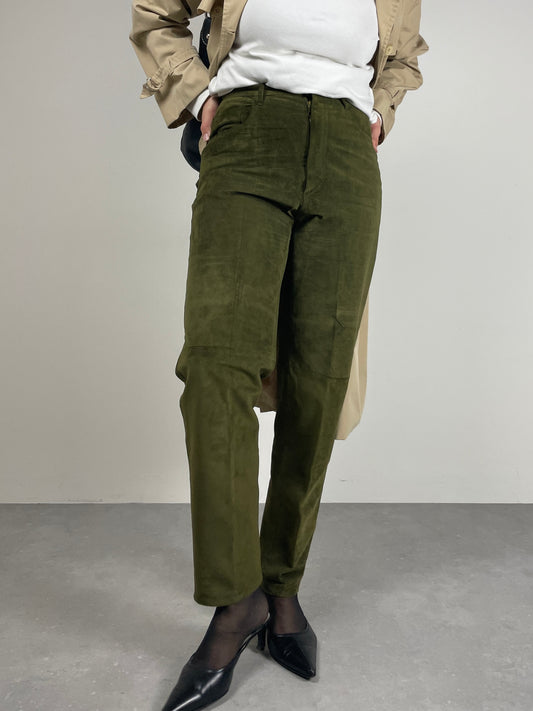 MOSCHINO pantaloni in vera pelle scamosciata