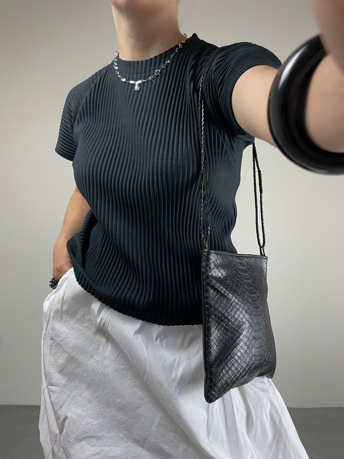 Borsa a spalla in pelle di pitone