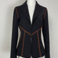 Blazer strutturato con profili in pelle arancione