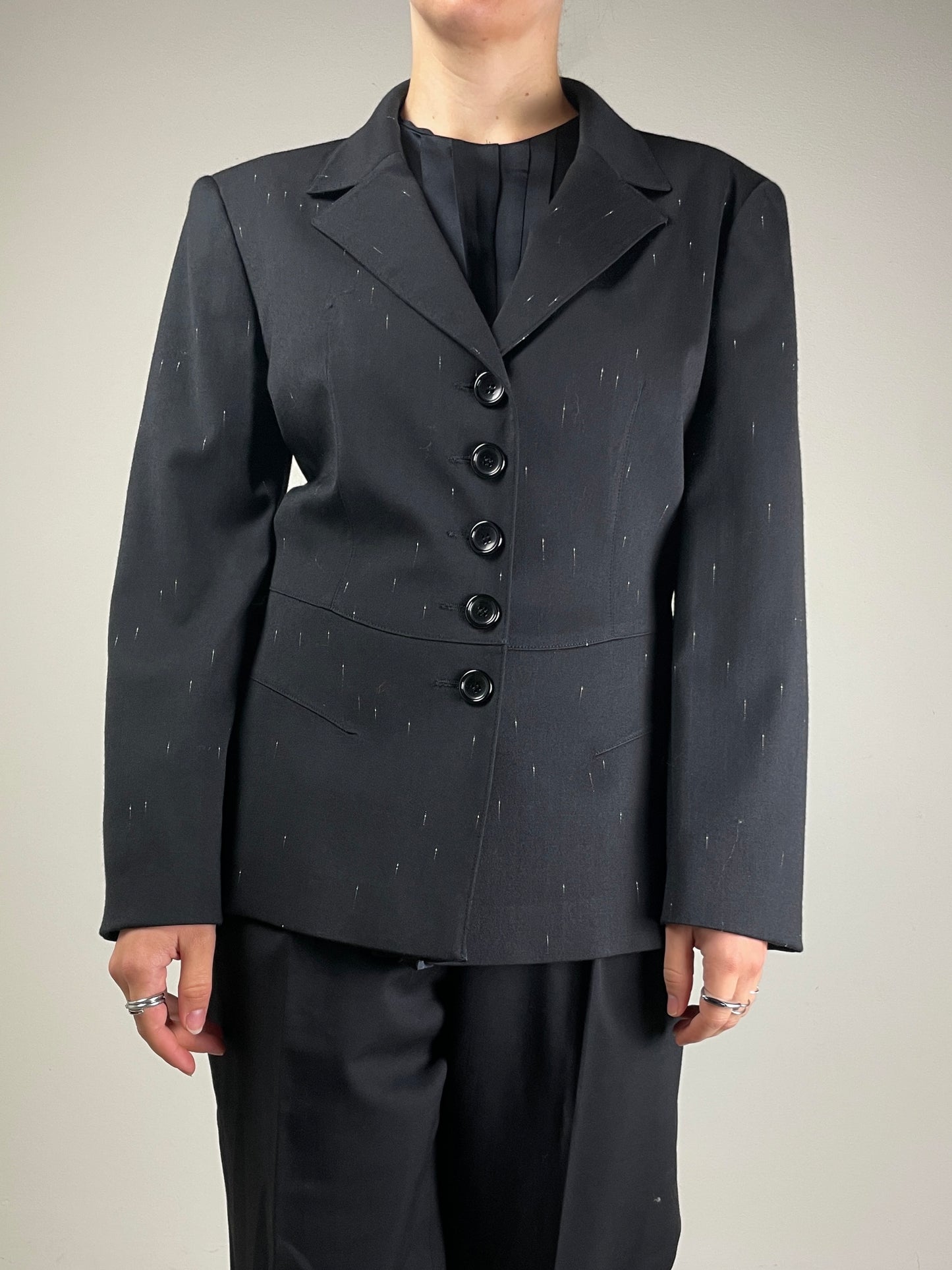 Blazer vintage in misto lana gessato