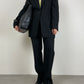 Completo vintage in lana gessata nera