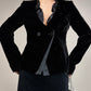 Armani Collezioni blazer in velluto nero con inserto in raso