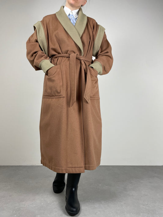 Cappotto vintage Cerruti in pura lana con maniche rimovibili