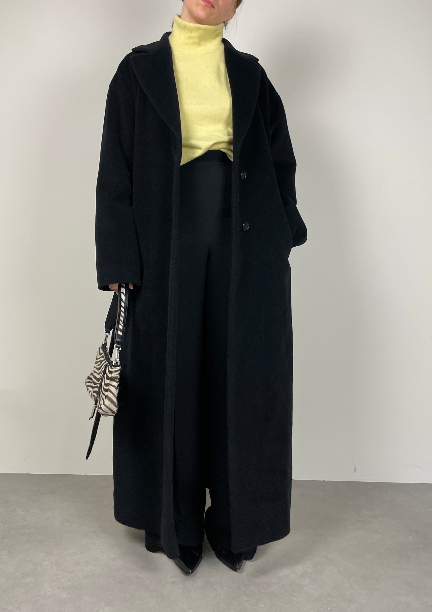 Black wool long coat