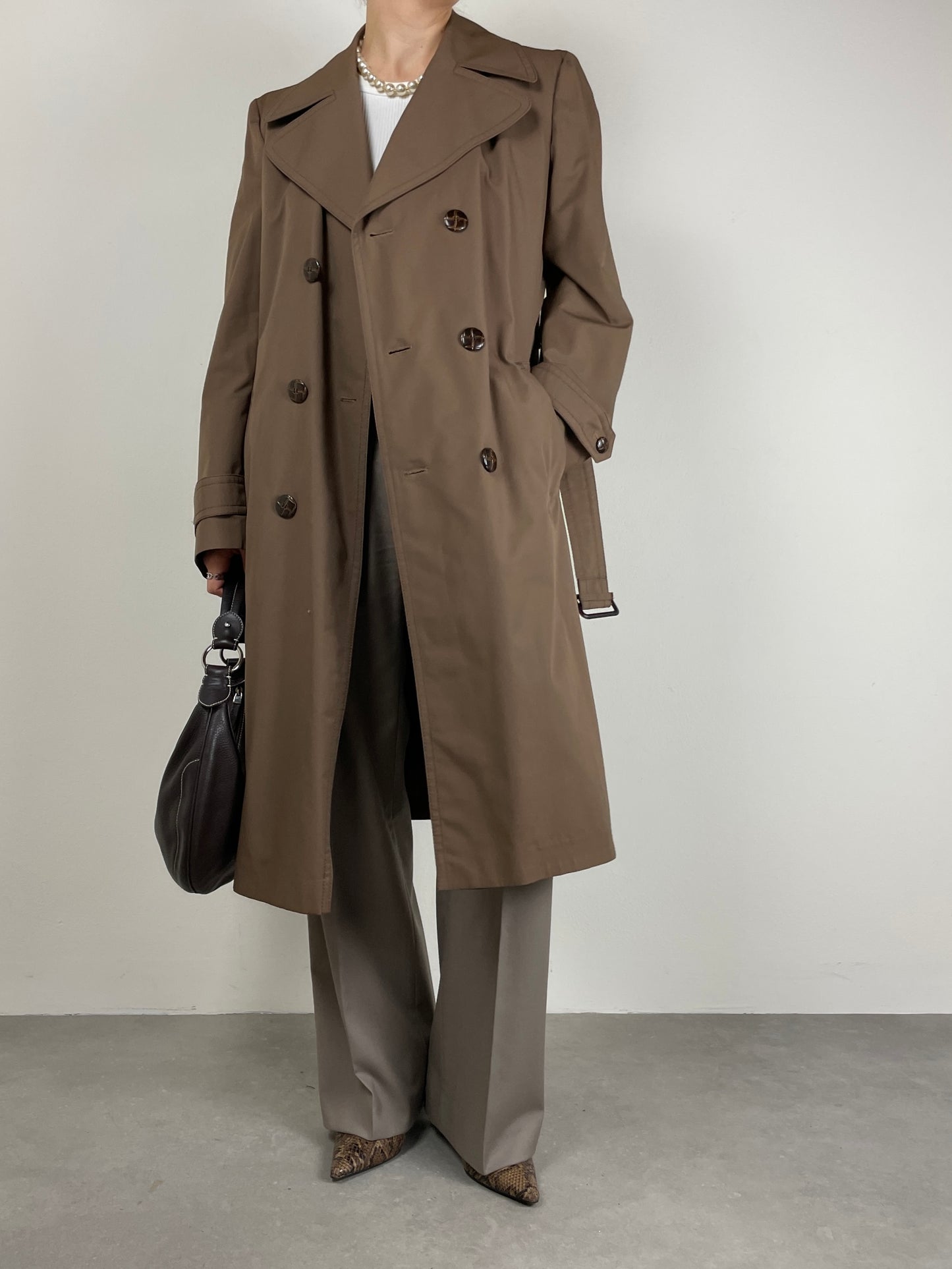 Trench vintage con gilet in finta pelliccia rimovibile