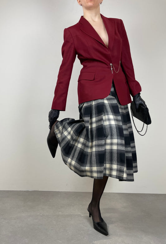 Gonna a pieghe in lana tartan