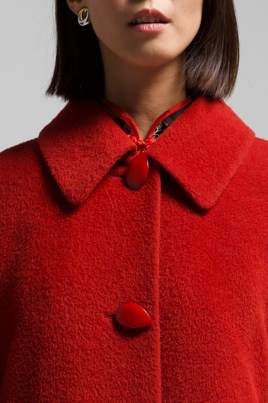 Cappotto rosso in 100% alpaca