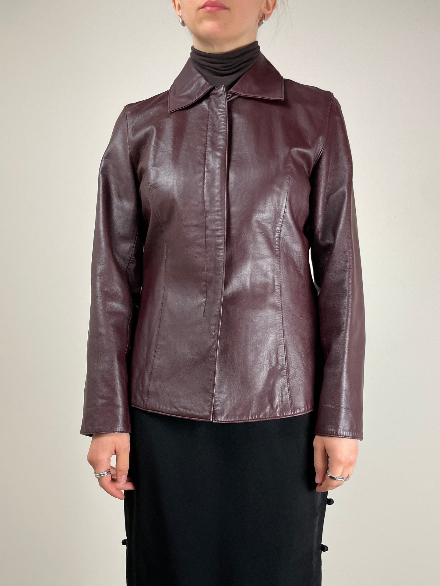 Giacca vera pelle bordeaux