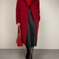Cappotto bordeaux in lana cashmere e angora