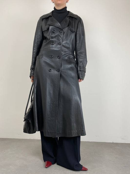Trench vintage in vera pelle