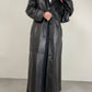 Trench lungo in vera pelle