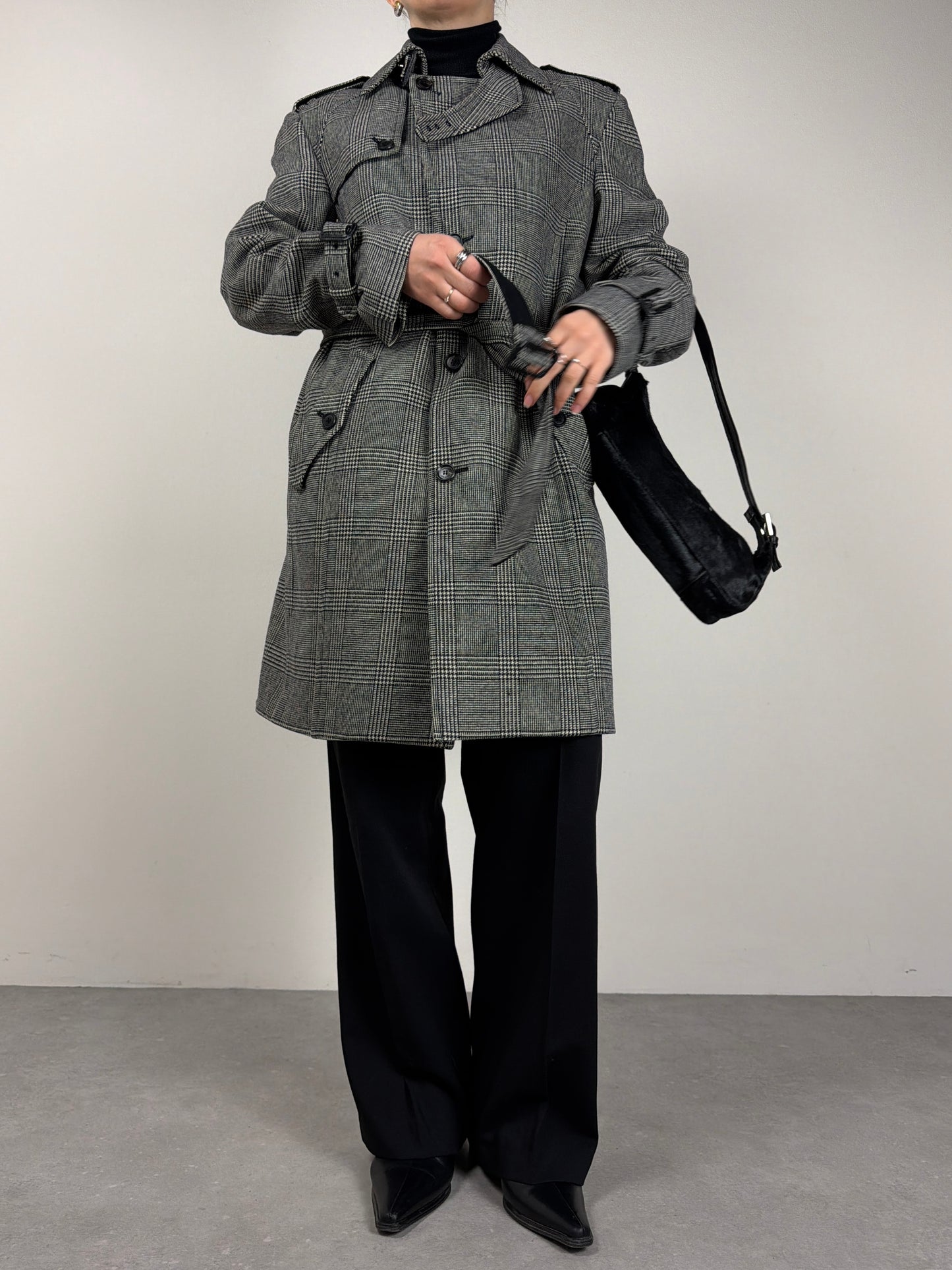 Paco Rabanne cappotto in lana a fantasia principe di Galles