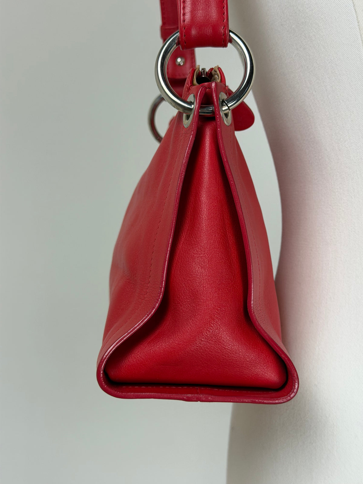 Borsa a spalla o a tracolla in vera pelle rossa