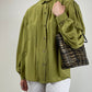 Camicia in pura seta verde oliva