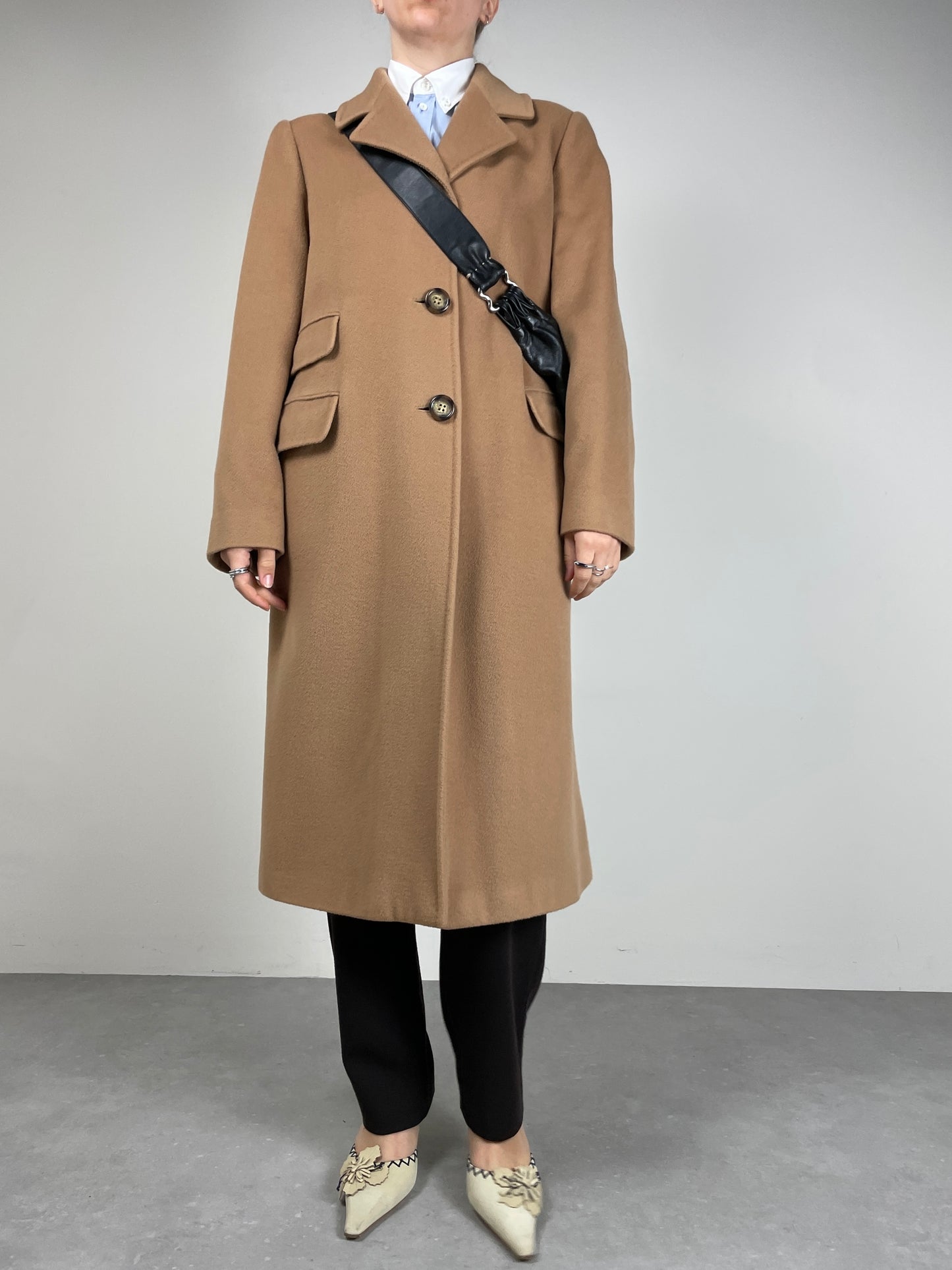 Cappotto in pura lana color cammello Made in Italy