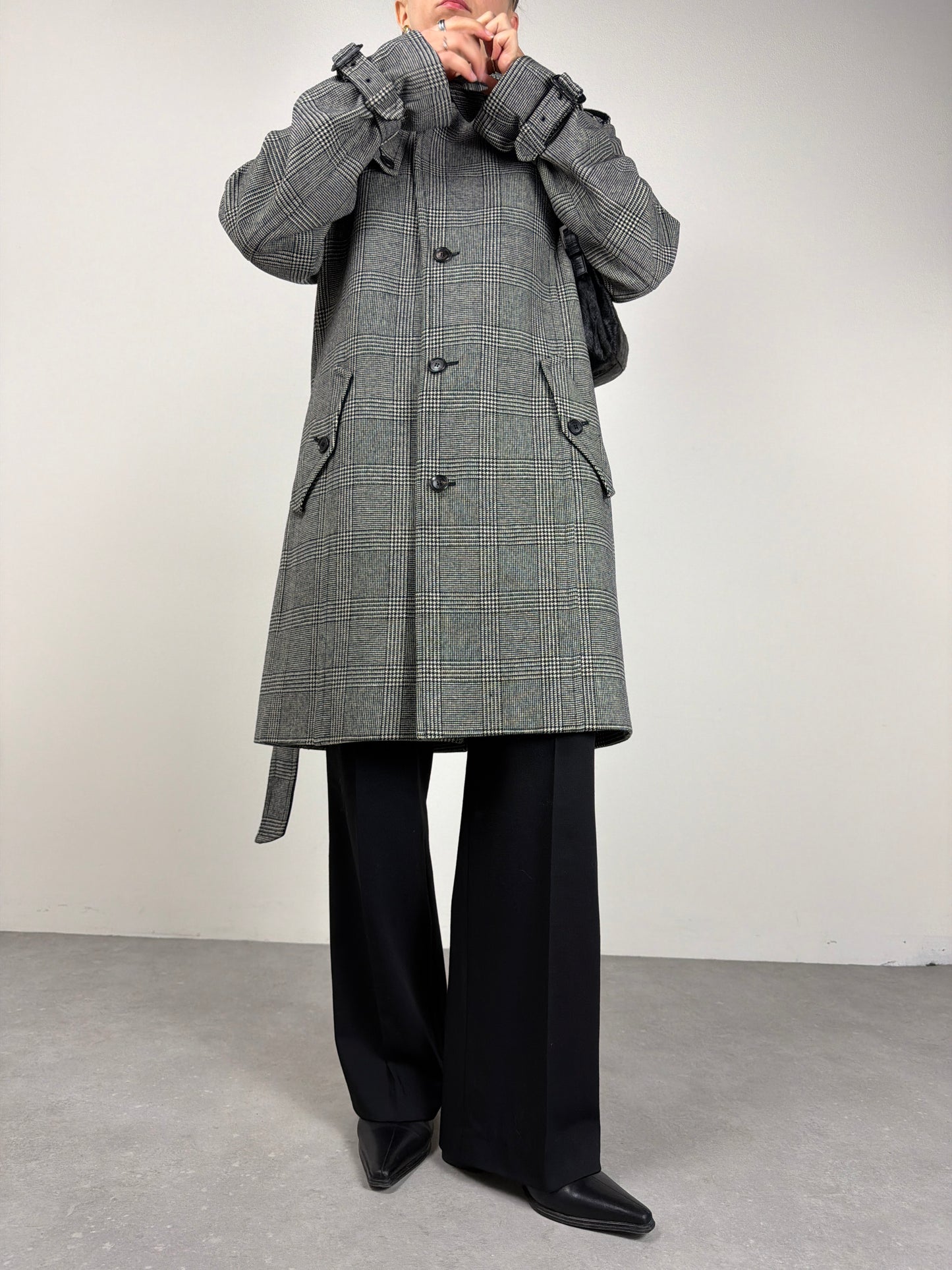 Paco Rabanne cappotto in lana a fantasia principe di Galles