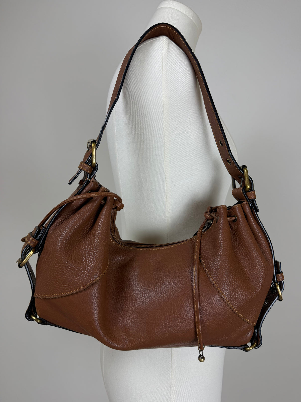 Borsa in vera pelle color cuoio