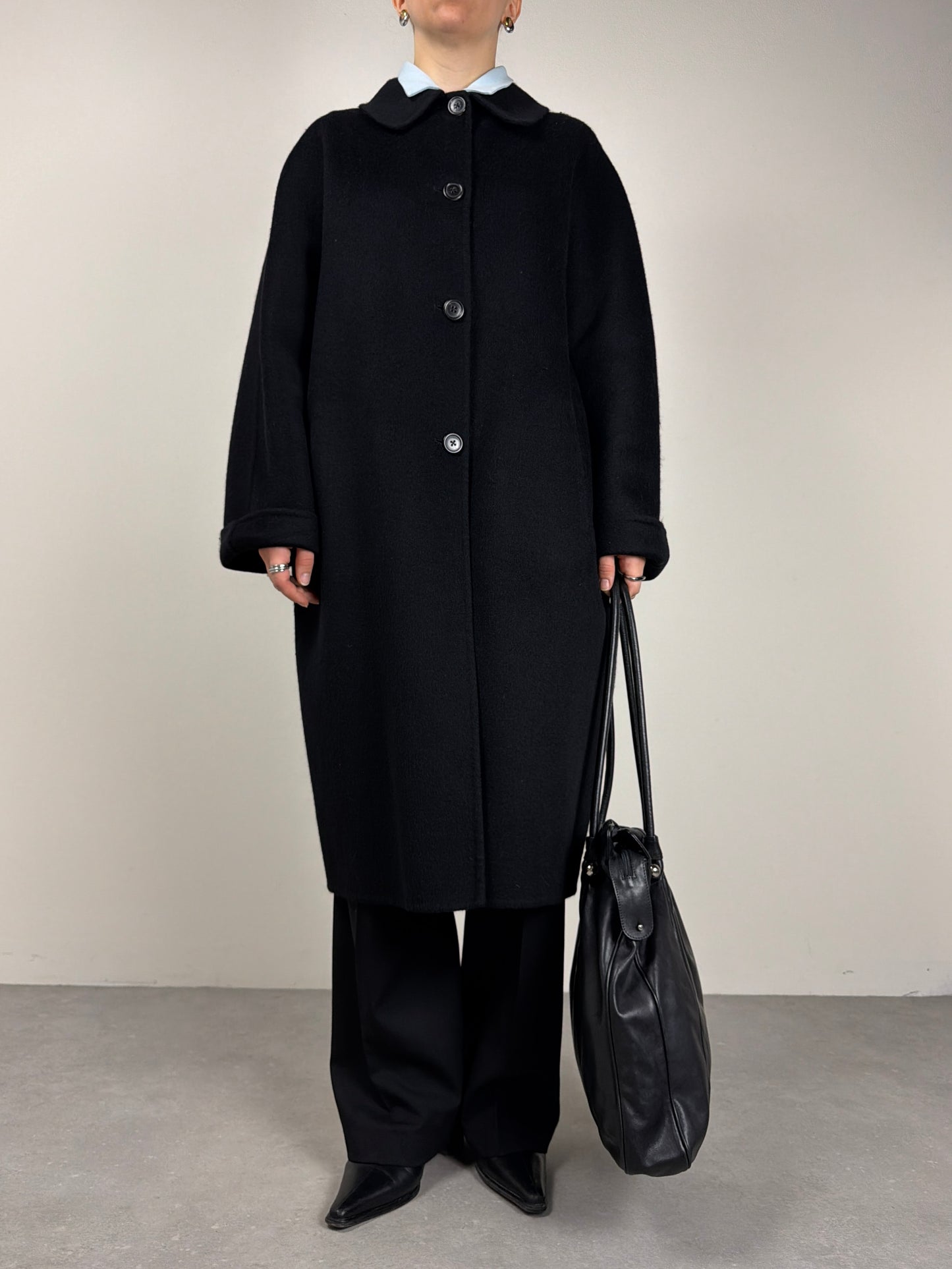 JIL Sander cappotto in drap di angora nero