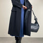 Cappotto a doppiopetto in lana, cashmere e ancora blu scuro