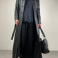 Trench lungo in vera pelle nero