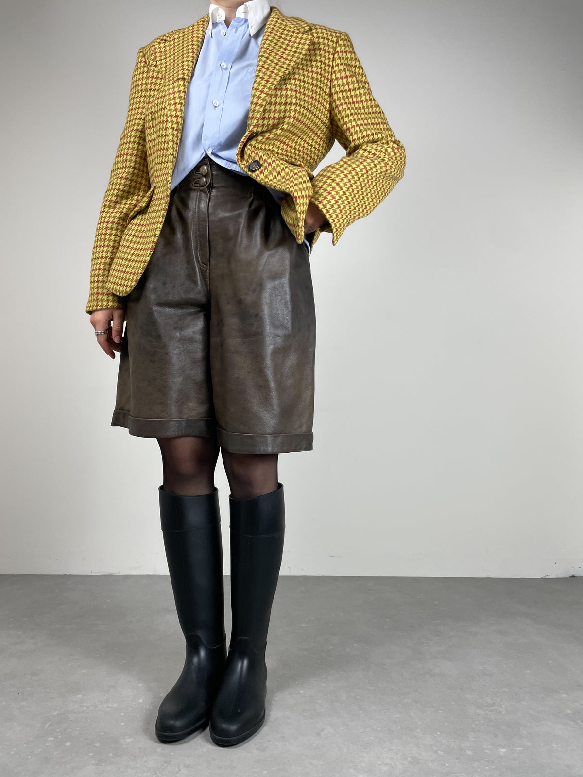 Bermuda vintage made in Italy in vera pelle marrone