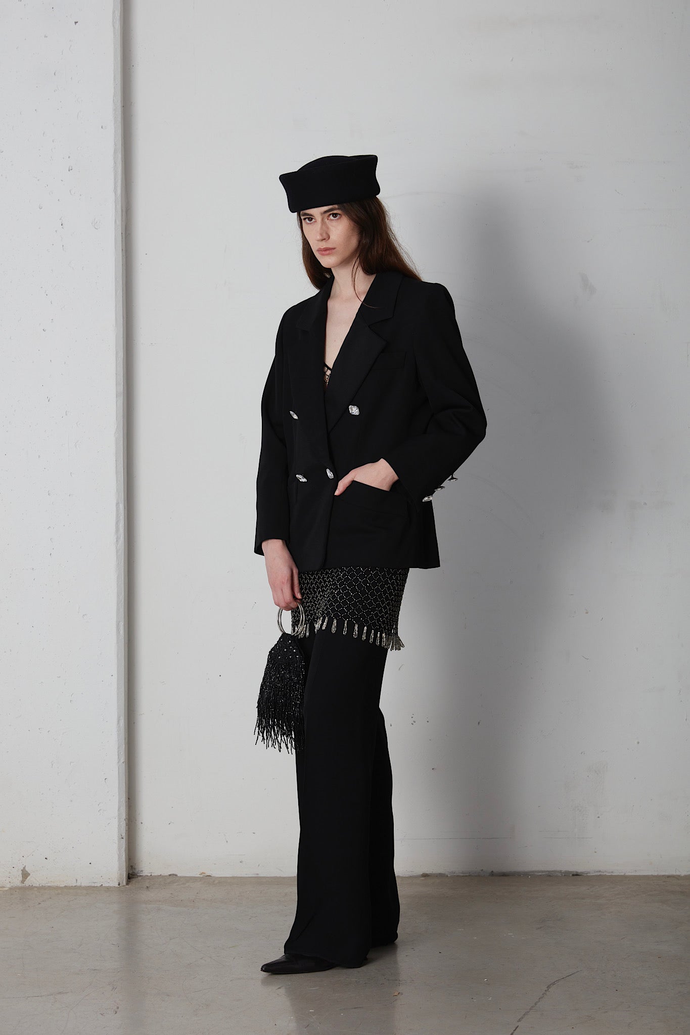 Pantalone vintage neri in viscosa