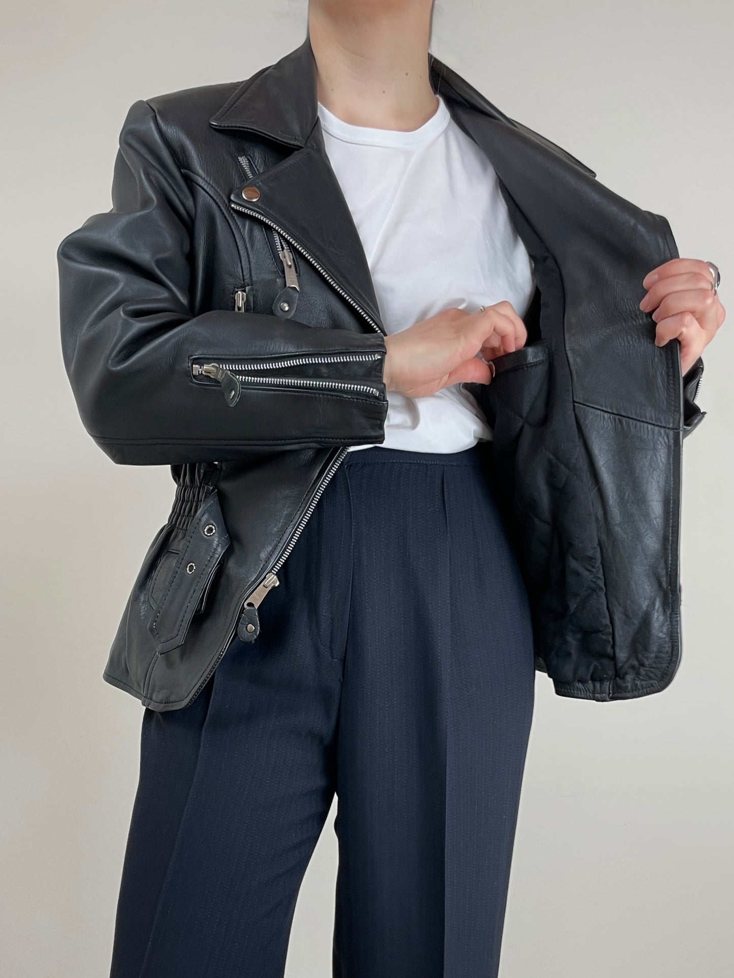 Chiodo vintage in vera pelle