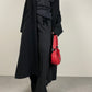 Cappotto lungo nero in beaver di pura lana