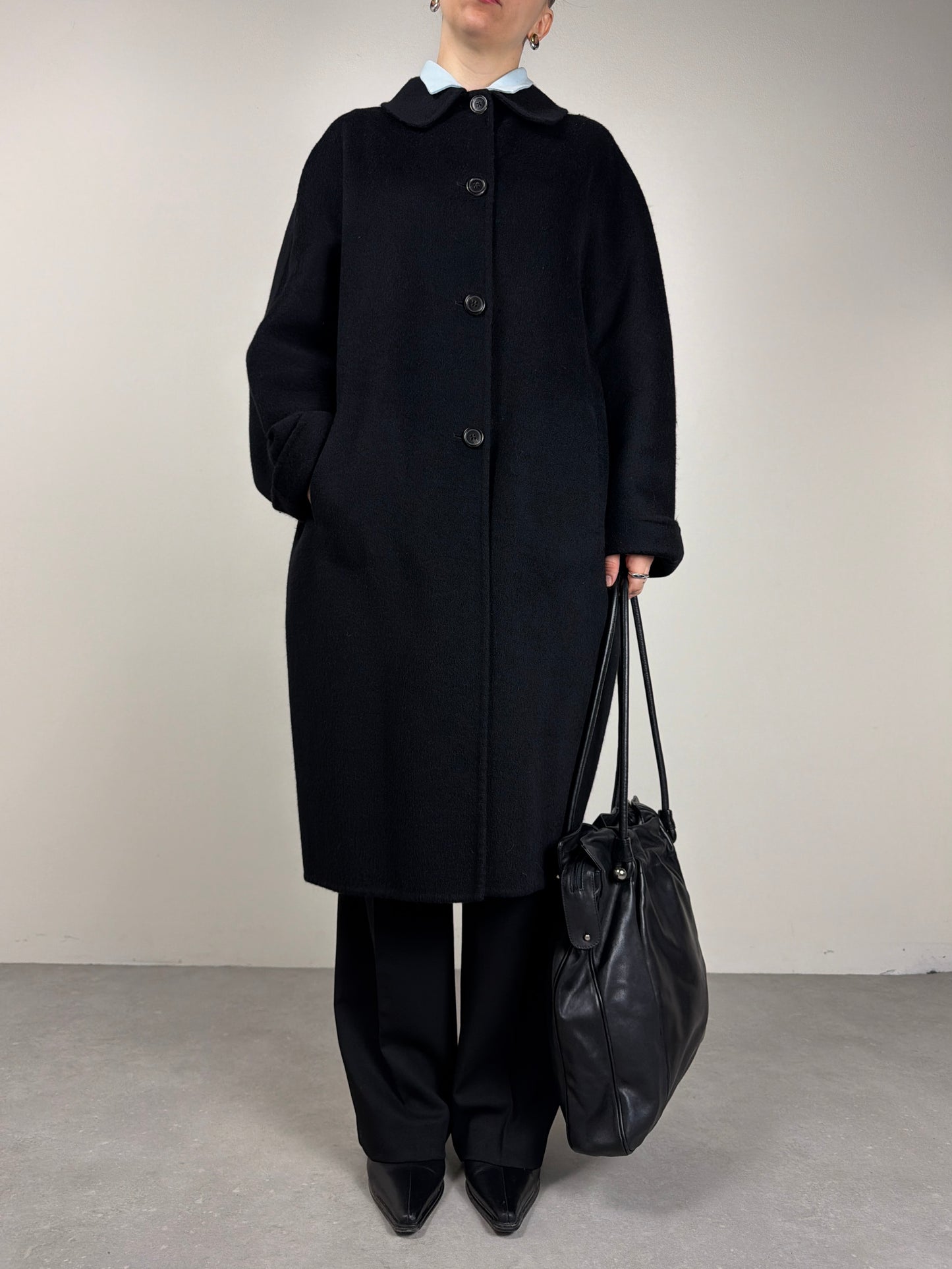 JIL Sander cappotto in drap di angora nero