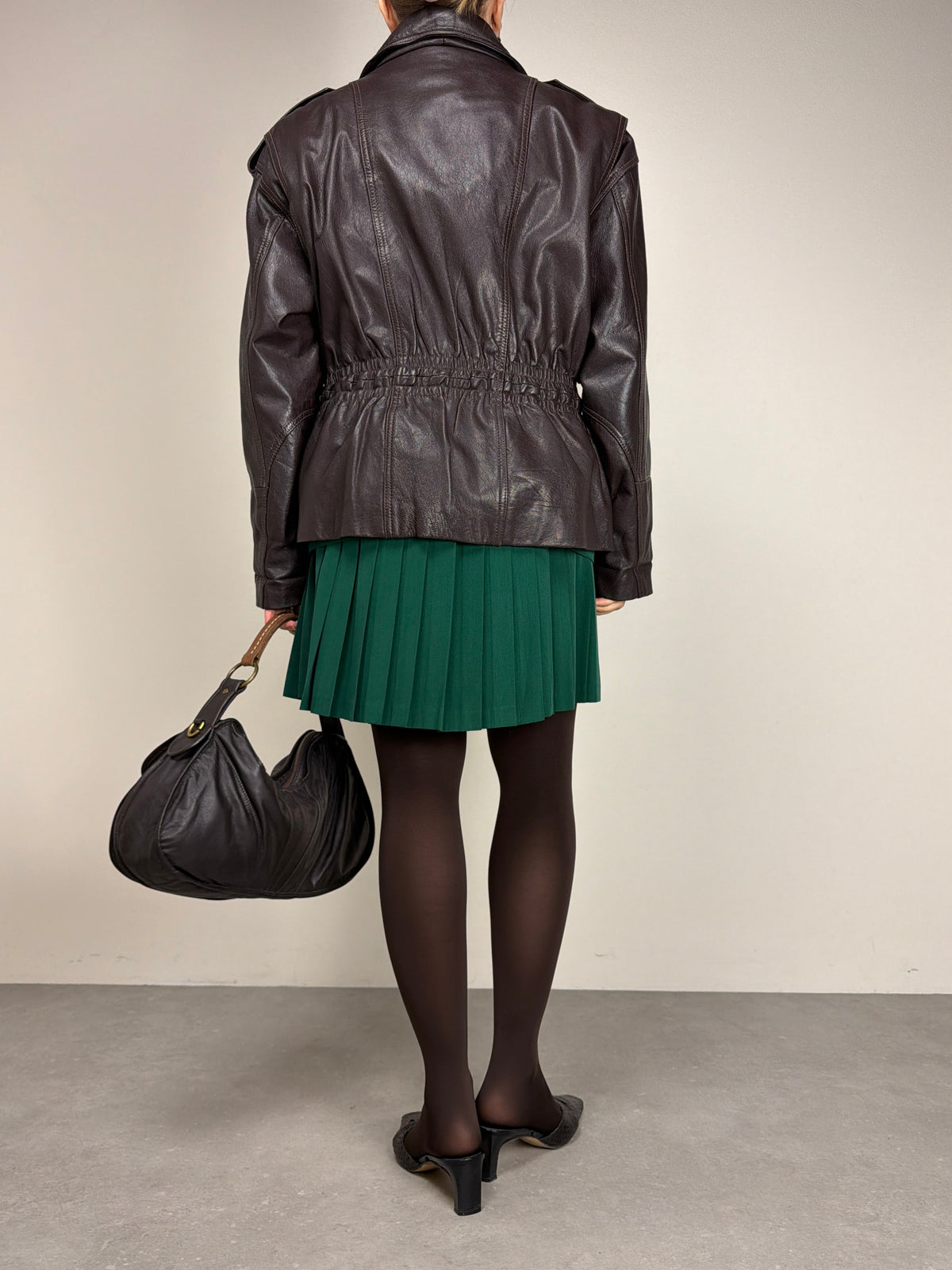 Giacca vintage in vera pelle marrone