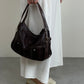 Borsa vintage in vera pelle marrone
