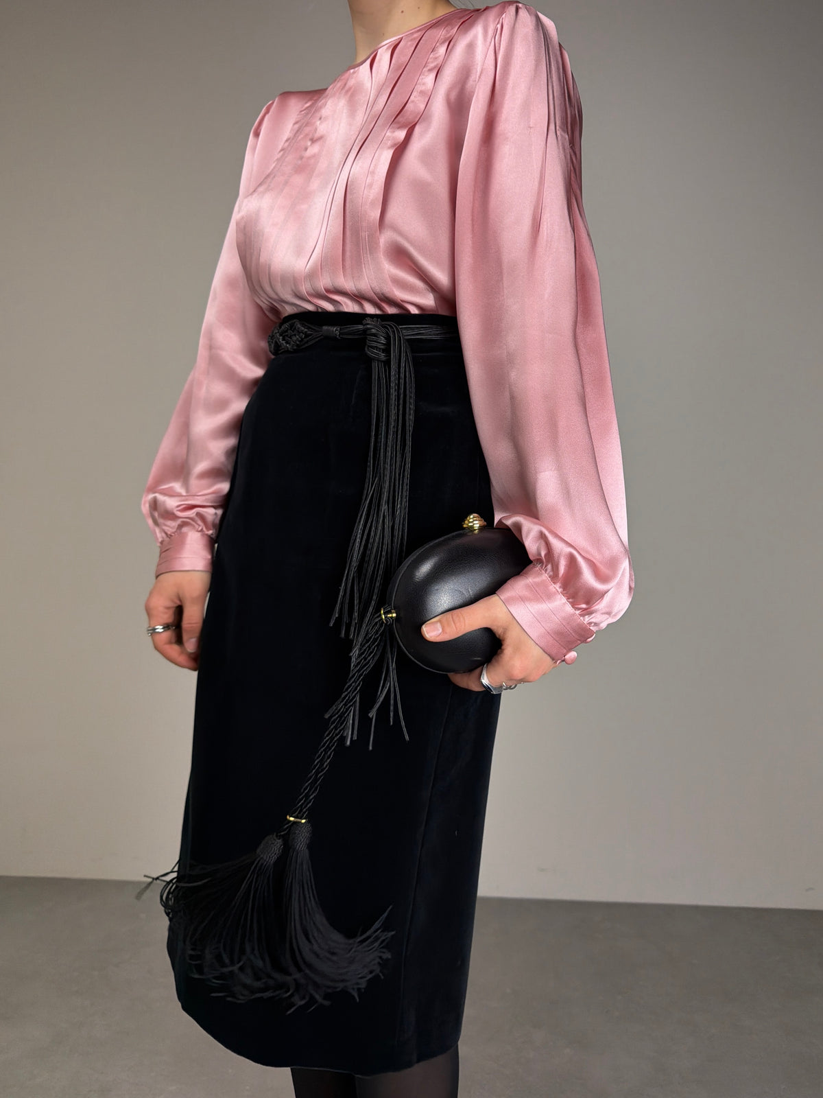 Blusa vintage in pura seta rosa