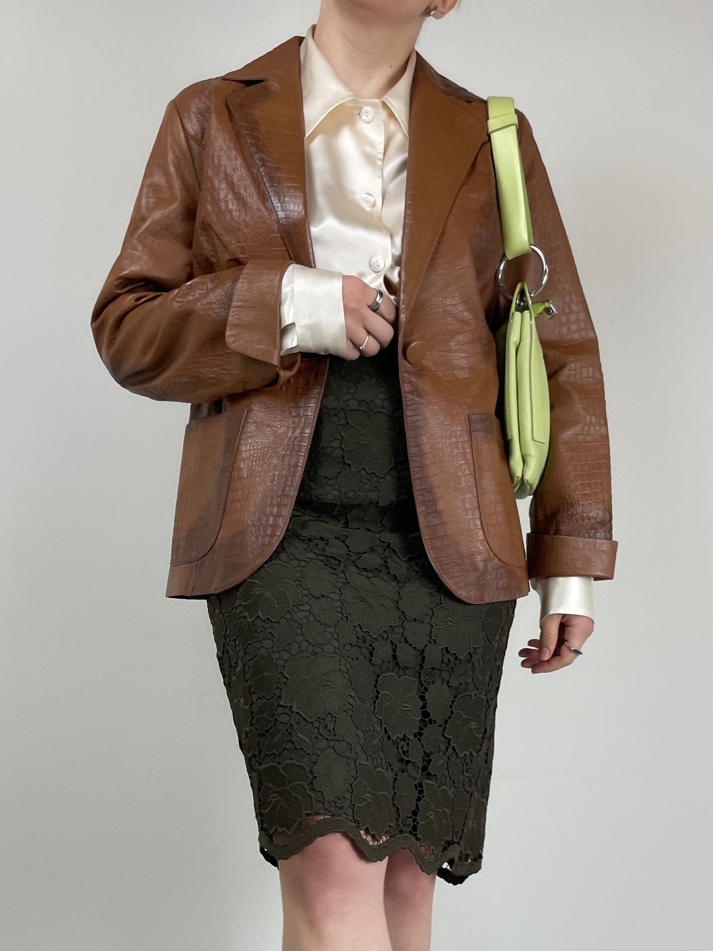 Blazer in vera pelle effetto cocco