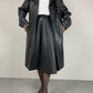 Trench in vera pelle con collo in pelliccia Mongolia