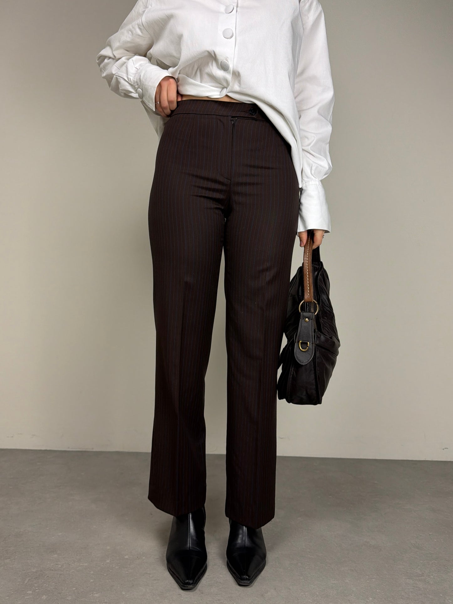 Completo vintage con gilet e pantalone in lana gessata
