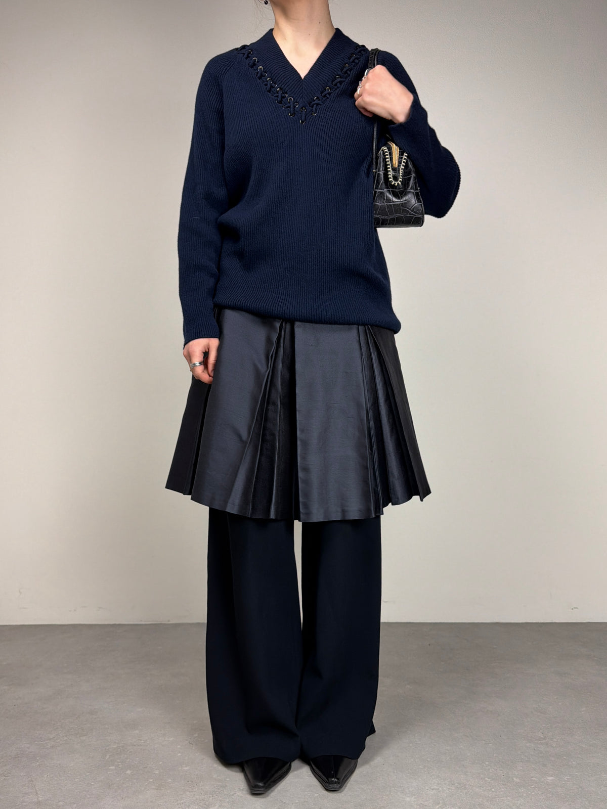Maglione in lana e cashmere con intrecci