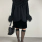 GENNY cardigan in misto mohair e seta con pelliccia Mongolia