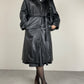 Trench in vera pelle con collo in pelliccia Mongolia