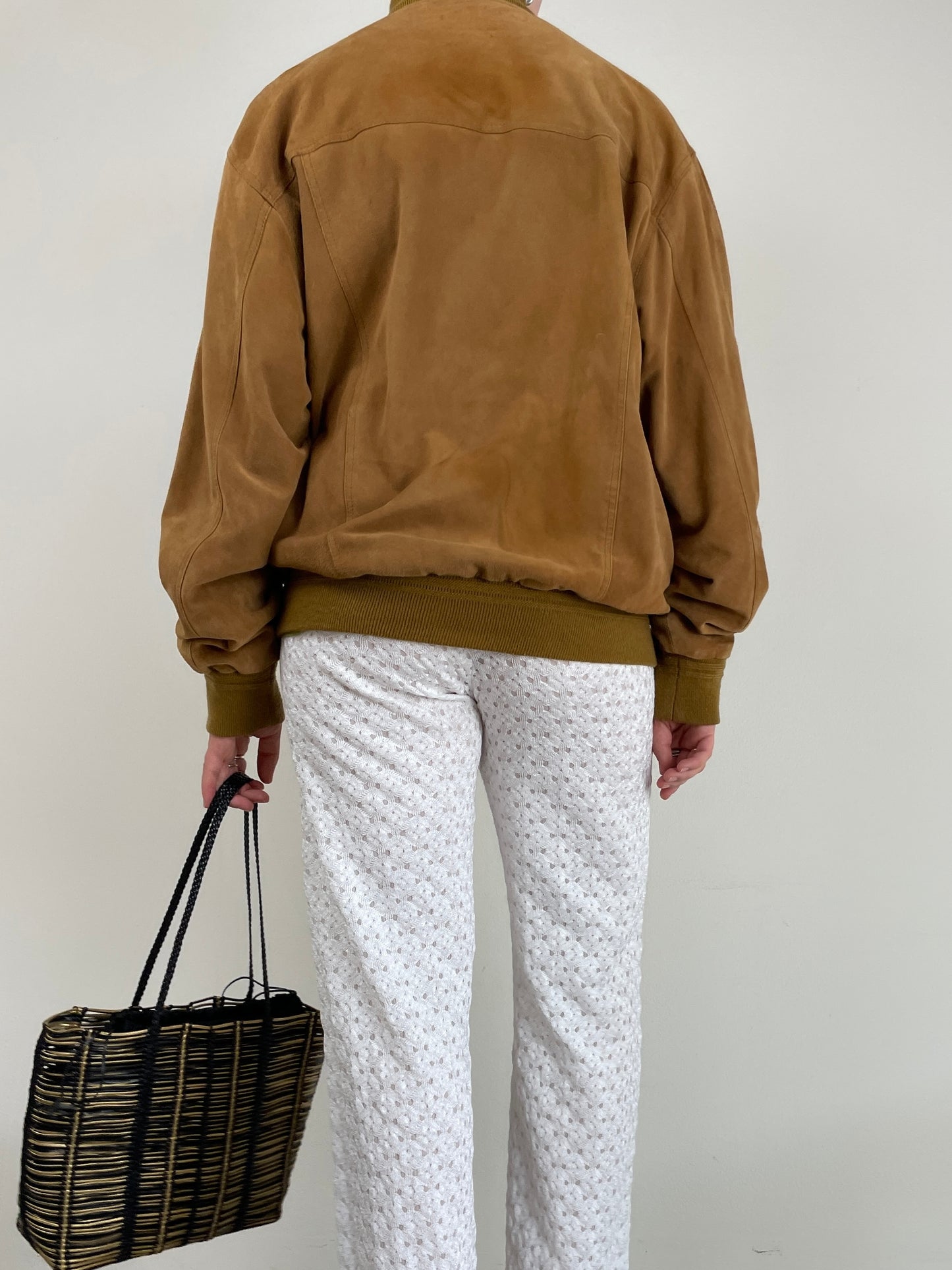 Giacca vintage in vera pelle scamosciata