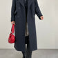 Cappotto lungo a doppiopetto in lana color grigio