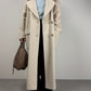 Cappotto lungo panna in lana, angora e cashgora