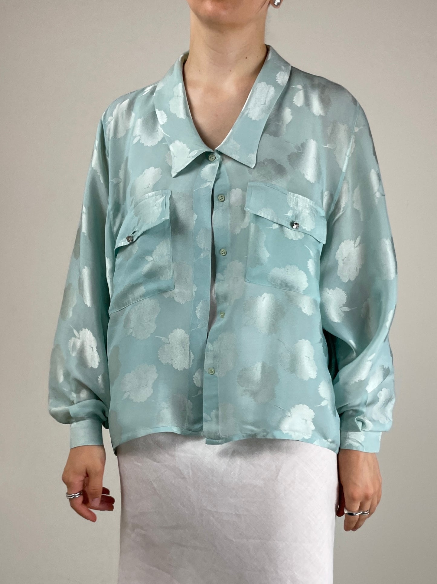 Blusa vintage in seta jacquard
